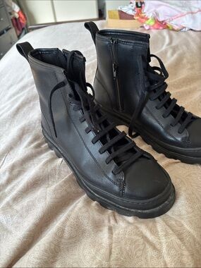 Camper Black Lace-Up Combat Boots Size 39
